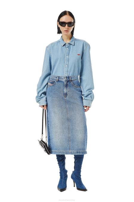 Diesel Frauen Mittelblau De-Ronny Bleistiftrock Bekleidung 86081015