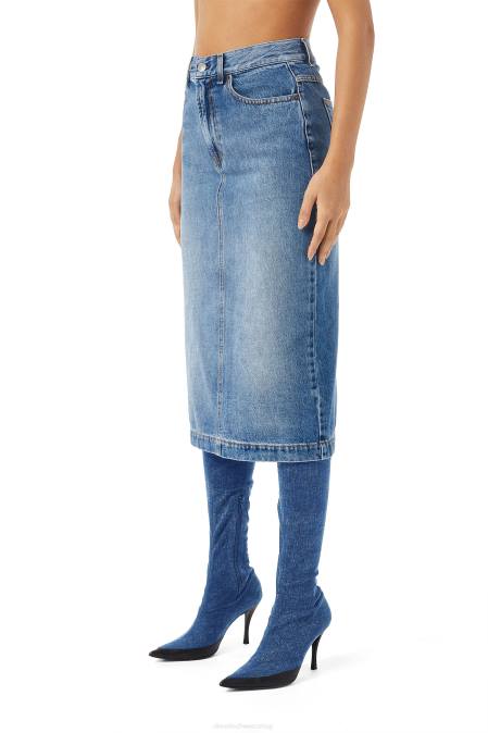 Diesel Frauen Mittelblau De-Ronny Bleistiftrock Bekleidung 86081015
