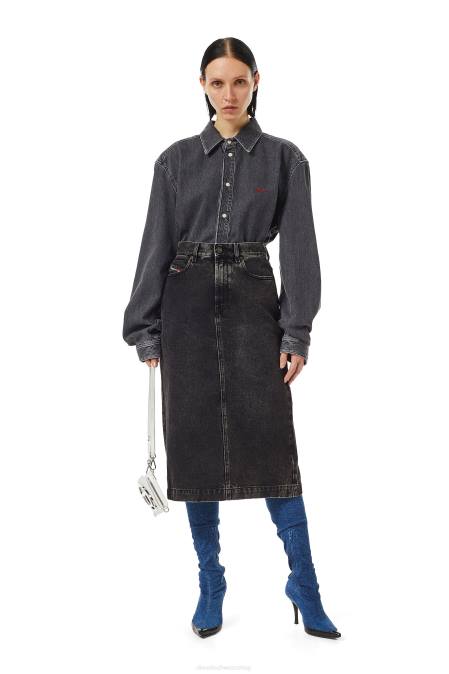 Diesel Frauen schwarz/dunkelgrau De-Ronny Bleistiftrock Bekleidung 86081031