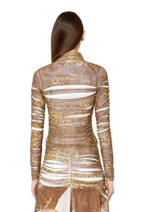 Diesel Frauen Braun weiß c-adonis Bekleidung 8608966