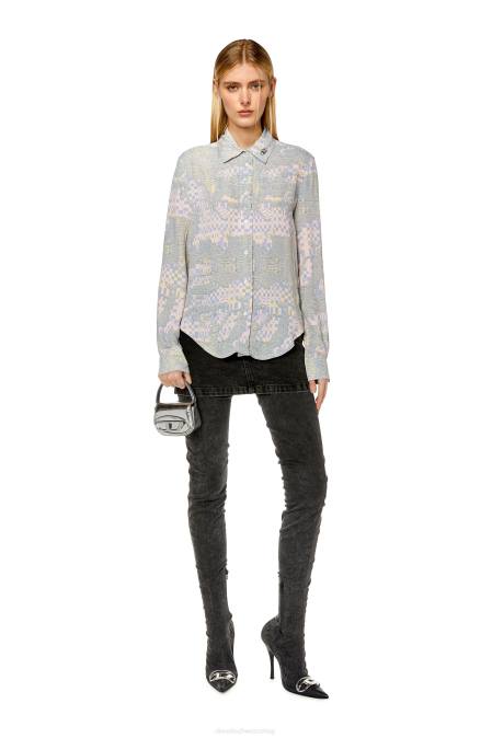 Diesel Frauen rosa/grün c-gisey-aop Bekleidung 8608967