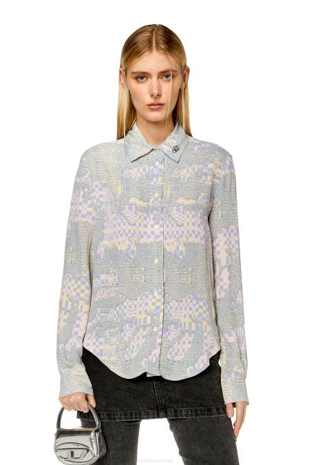 Diesel Frauen rosa/grün c-gisey-aop Bekleidung 8608967