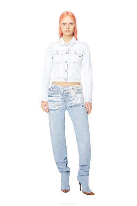 Diesel Frauen hellblau entschlankende Trucker-Jacke Bekleidung 8608773