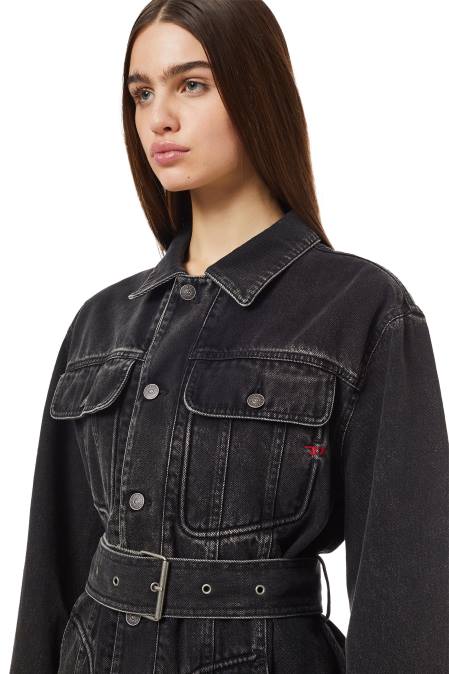 Diesel Frauen schwarz/dunkelgrau De-Flaminia Trucker-Mantel Bekleidung 8608764