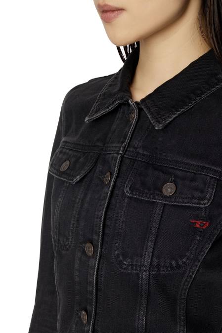Diesel Frauen schwarz/dunkelgrau entschlankende Trucker-Jacke Bekleidung 8608772