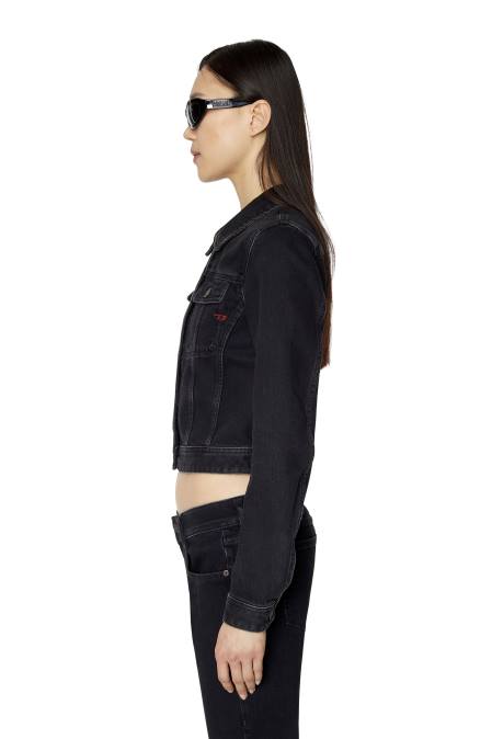 Diesel Frauen schwarz/dunkelgrau entschlankende Trucker-Jacke Bekleidung 8608772