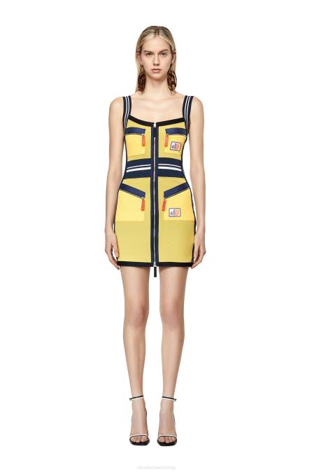 Diesel Frauen Schwarz Gelb d-mesher Bekleidung 8608794