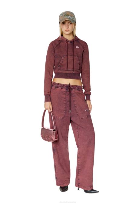 Diesel Frauen Rot D-angy Track-Denim-Kapuzenpullover Bekleidung 8608902