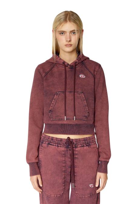 Diesel Frauen Rot D-angy Track-Denim-Kapuzenpullover Bekleidung 8608902