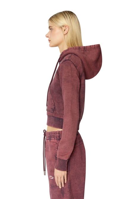 Diesel Frauen Rot D-angy Track-Denim-Kapuzenpullover Bekleidung 8608902