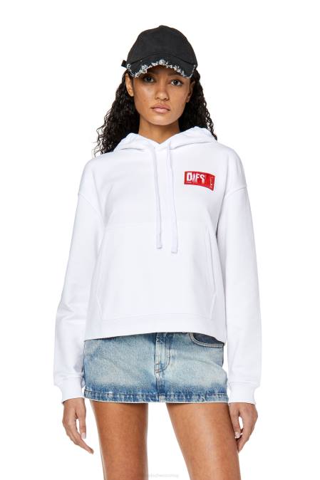 Diesel Frauen Weiss f-jaralabel-hood Bekleidung 8608894