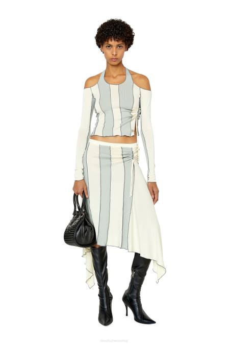 Diesel Frauen Blau Weiss T-Linien Bekleidung 8608949