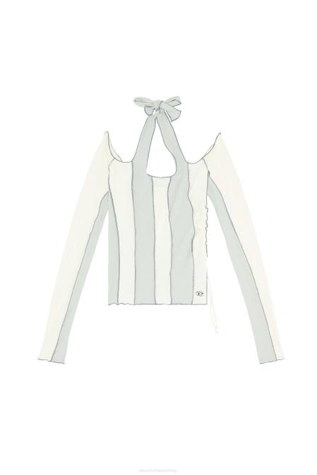 Diesel Frauen Blau Weiss T-Linien Bekleidung 8608949