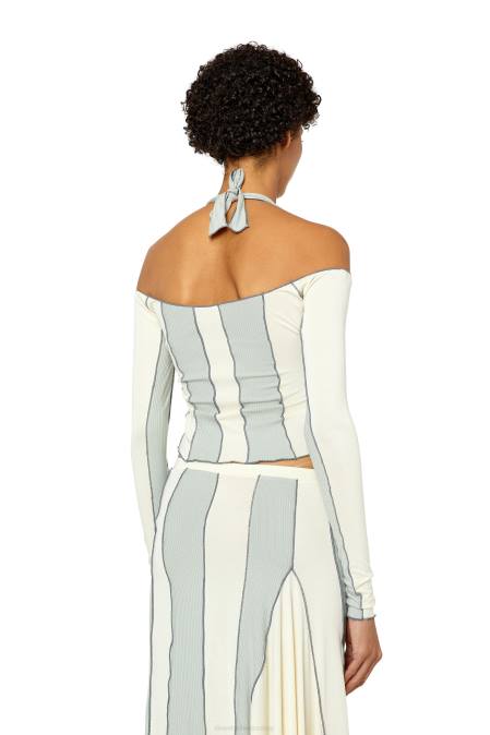 Diesel Frauen Blau Weiss T-Linien Bekleidung 8608949