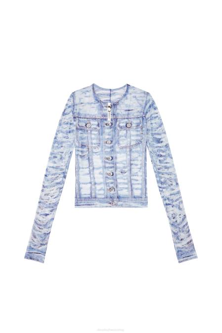 Diesel Frauen Blau Weiss t-clauzi-h2 Bekleidung 8608955