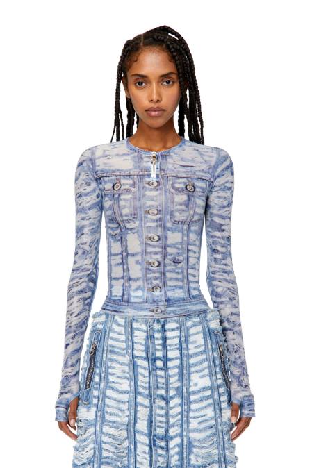 Diesel Frauen Blau Weiss t-clauzi-h2 Bekleidung 8608955