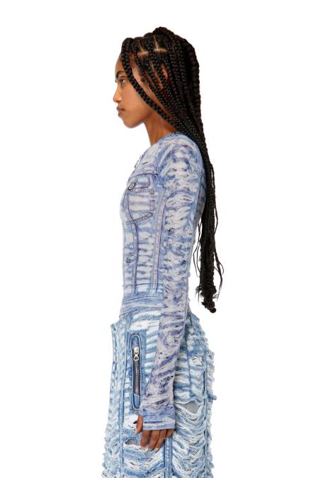 Diesel Frauen Blau Weiss t-clauzi-h2 Bekleidung 8608955