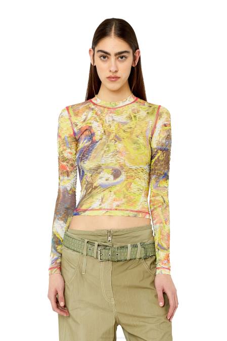 Diesel Frauen Weiß Gelb T-Claddy Bekleidung 8608960