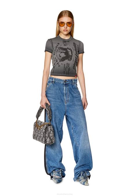 Diesel Frauen grau t-skinzy-l1 Bekleidung 8608924