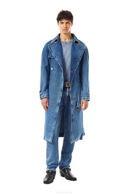 Diesel Männer Mittelblau D-delirious zweireihiger Trenchcoat Bekleidung 860831