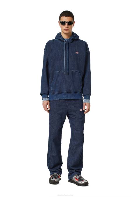 Diesel Männer Dunkelblau D-um-Rib-Hoodie aus Track-Denim Bekleidung 8608168