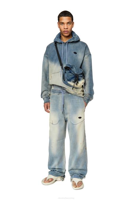Diesel Männer hellblau D-um-Rib D-um-Rib Track-Denim-Kapuzenpullover Bekleidung 8608167