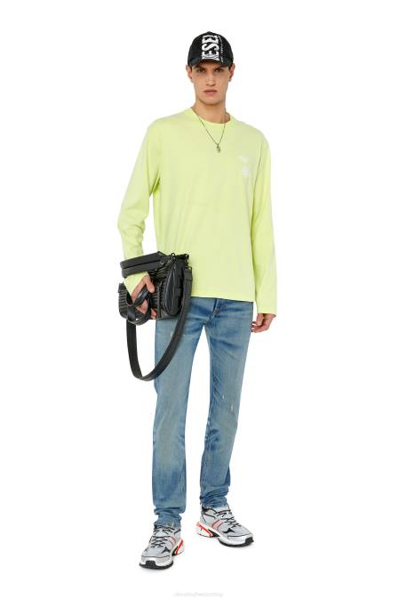 Diesel Männer gelbes Fluo T-Kran-ls-Schlitze Bekleidung 8608176